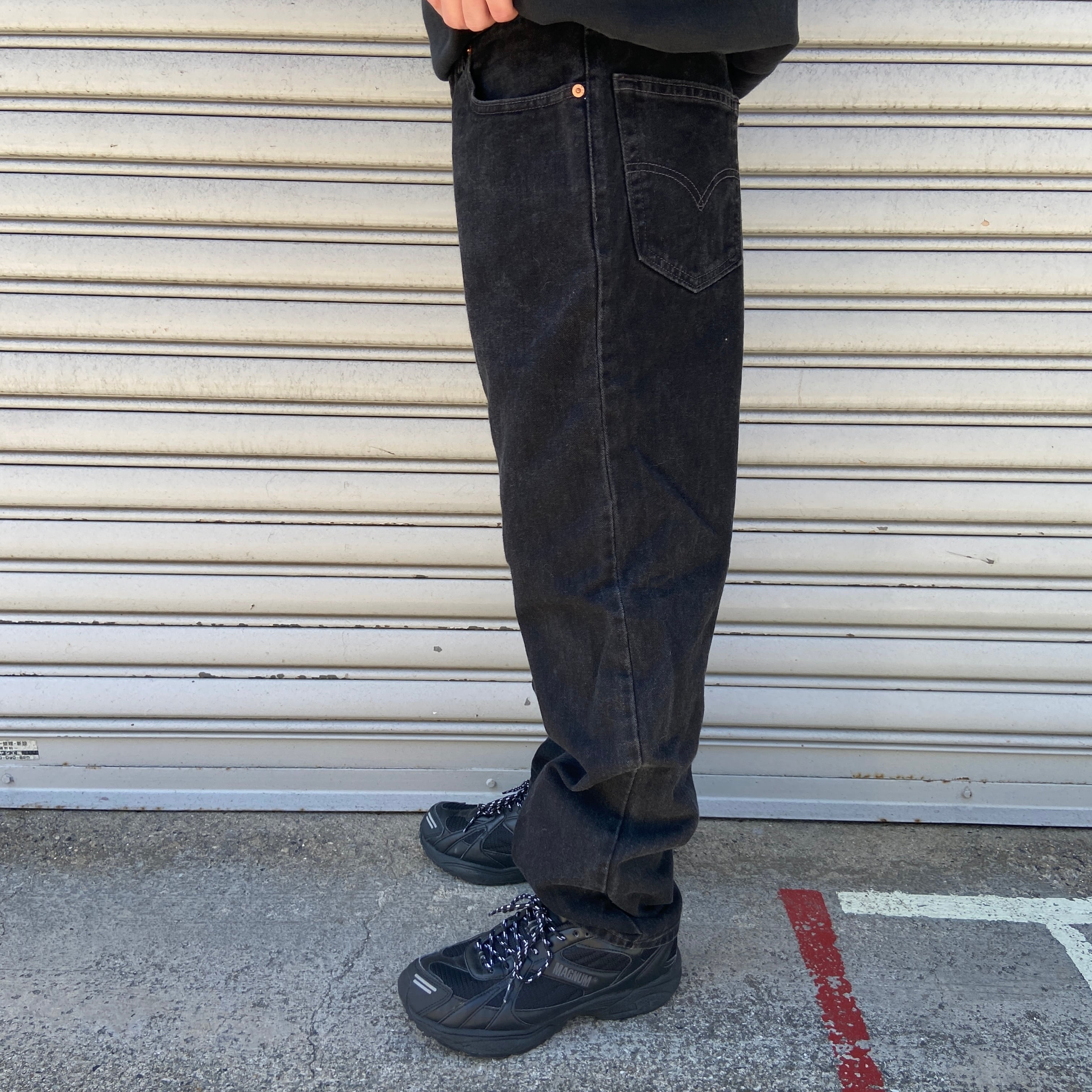 送料無料』90s 00s Levi's 550 ブラックデニムパンツ バギーデニム W33 ...