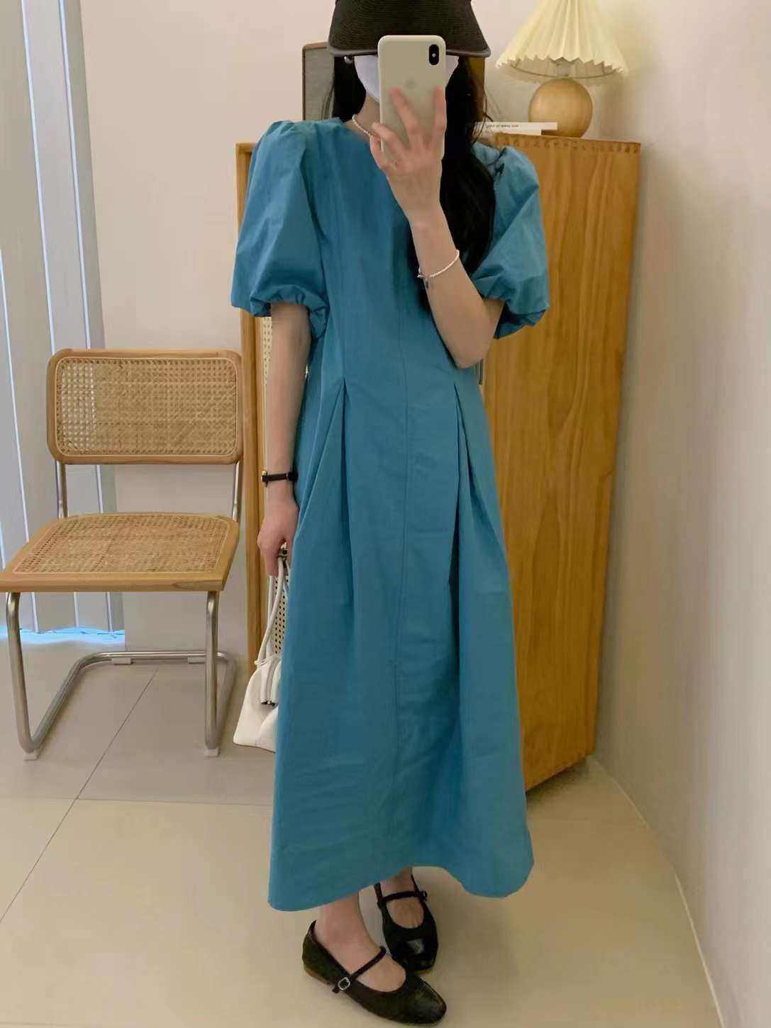 バルーンスリーブ　タックワンピース  AJ22262-8921