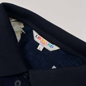 LEONARD レオナール 総柄 半袖 ポロシャツ サイズ L /ネイビー/鹿の子コットン/レディース/D-HG-2