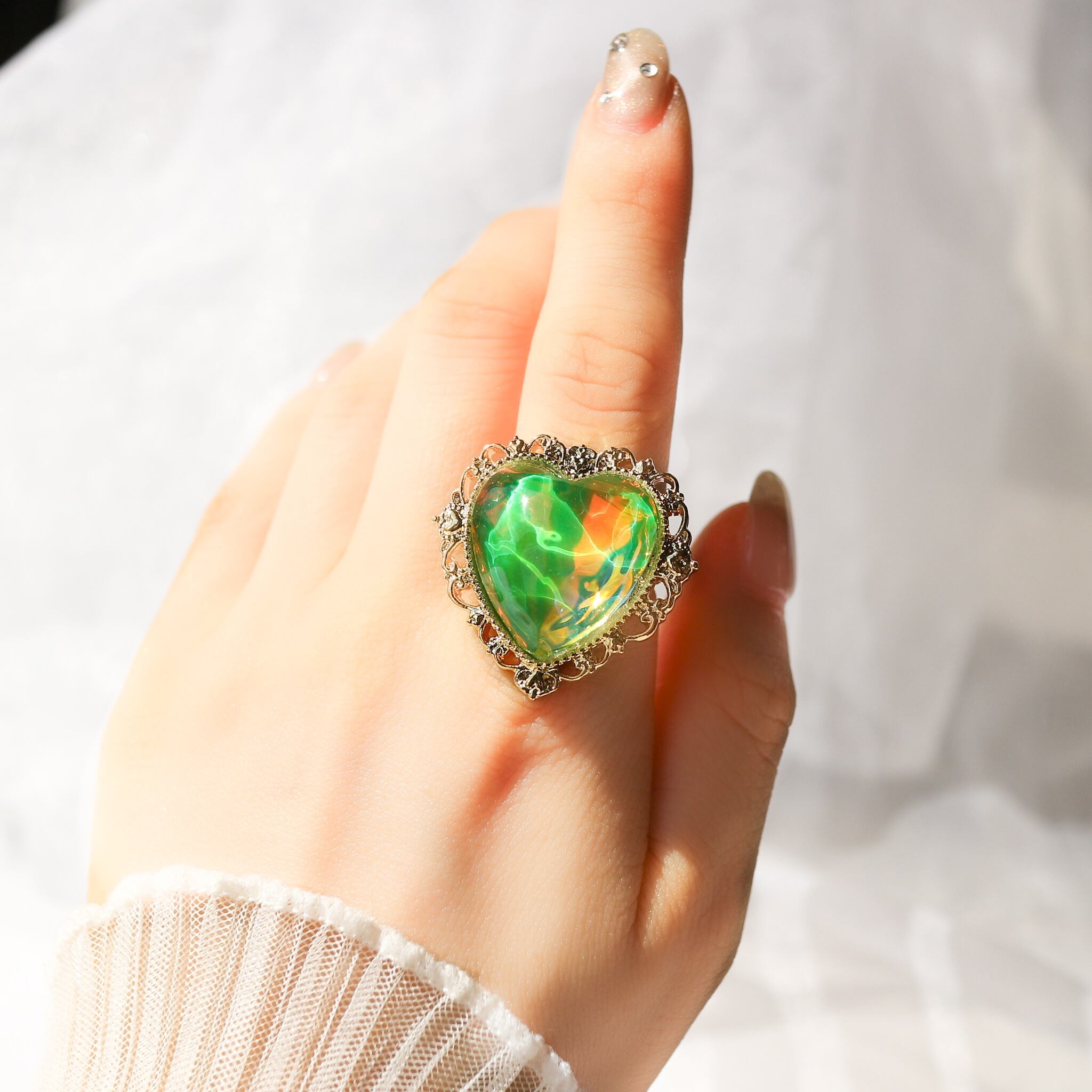 ビックハートリング（オーロラグリーン） | マルベリコ