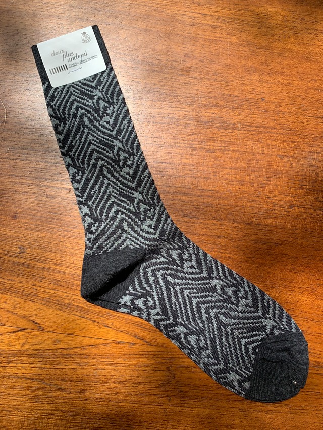 deux plus undemi　TIGER SOCKS (T.GRAY/CHARCOAL)