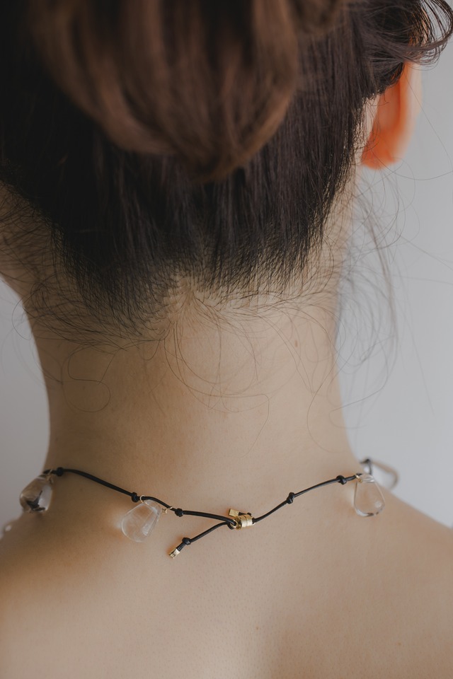 drop crystal leather cord necklace