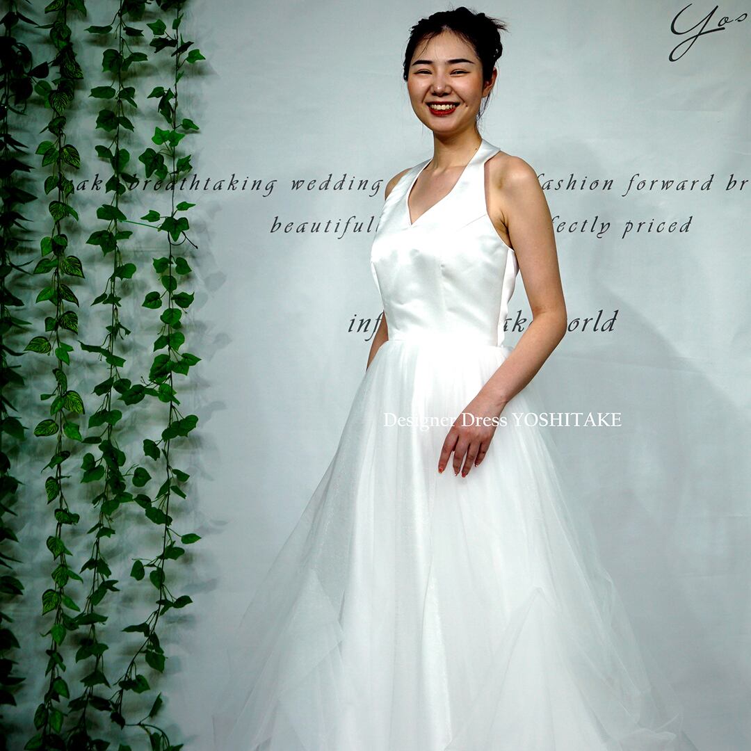 サンプルドレス】ウエディングドレス(無料パニエ) ノースリーブ白