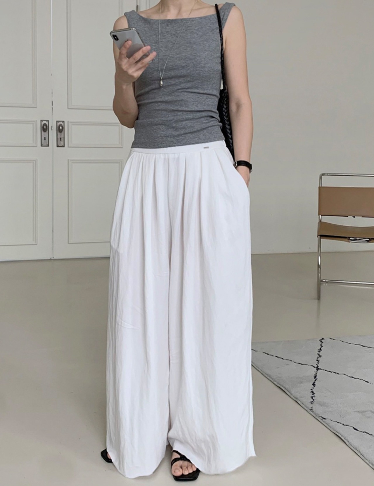 【新作5％OFF・3日間】美ライン・Pin-tuck Wide Slacks_3colors