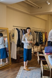 andres ターコイズブルーウールキュロットパンツ