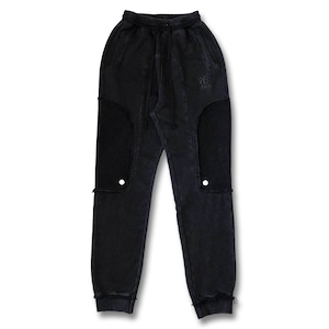 T.C.R DISTRESSED WASHED BAGGY SWEAT PANTS - BLACK