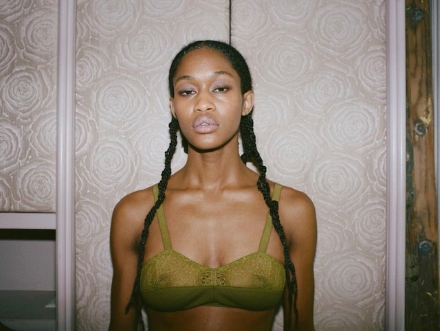 OVERNEATH/Bra083 スムース×レース WOOD