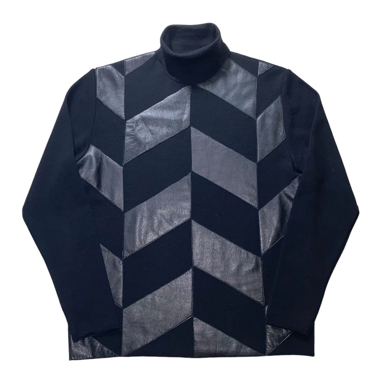 HUGO BOSS leather panel turtleneck sweater
