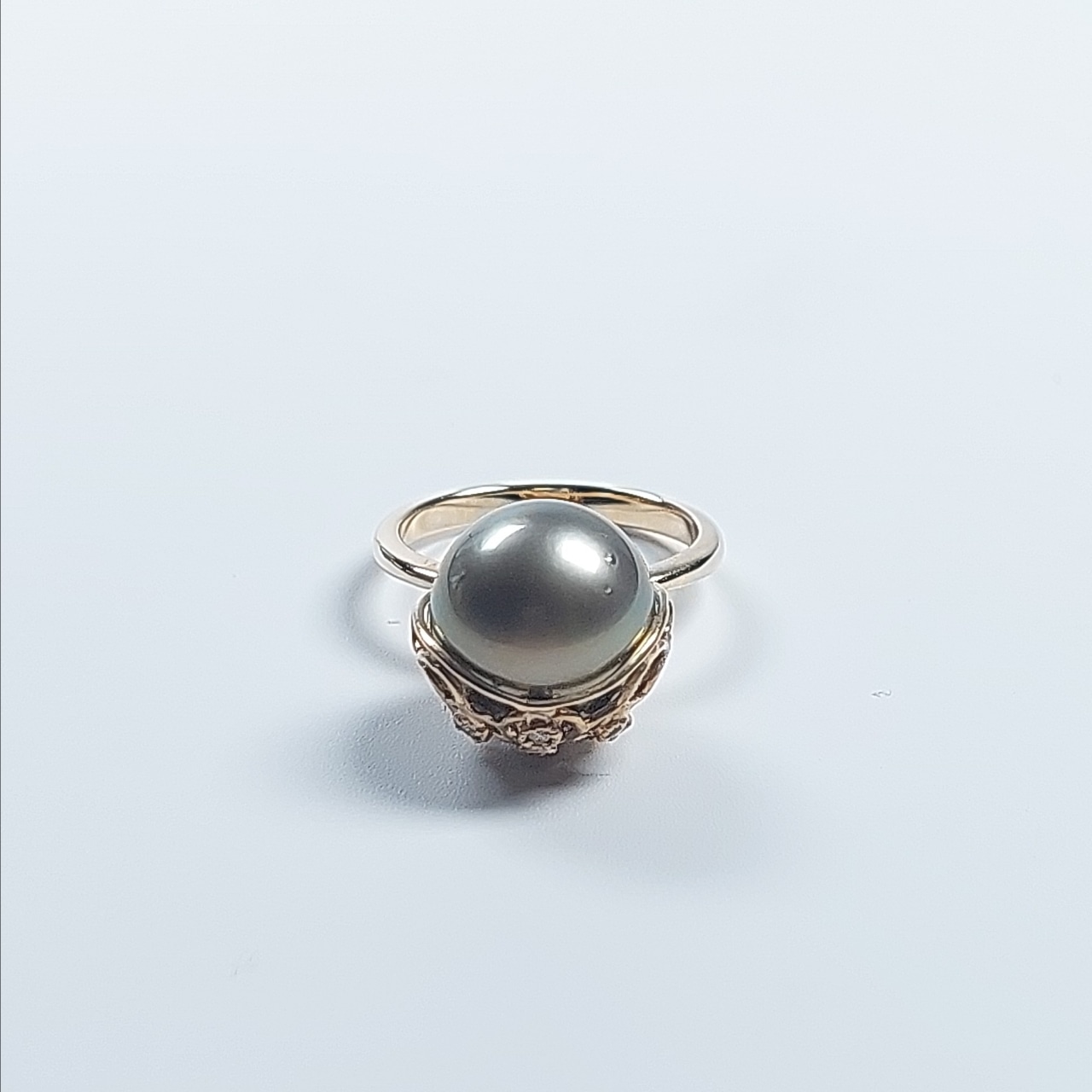 K18 Utopara Tahitian Pearl, Brown Diamond Ring