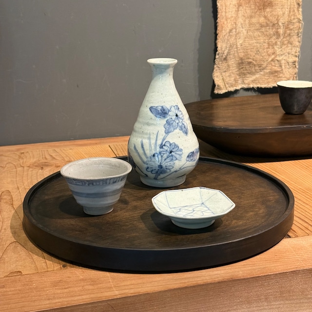 徒爾   丸平縁盆  9寸　サクラ 黒漆（国産/松煙）