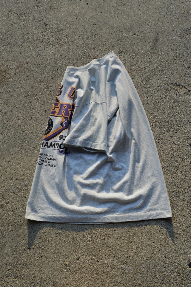 FRUITS OF THE LOOM BEST 1990's LSU Tigers Old Sports Collage Tee NCAA 93s Champion Model Ash Gray フルーツオブザルーム 90s スポーツカレッジT