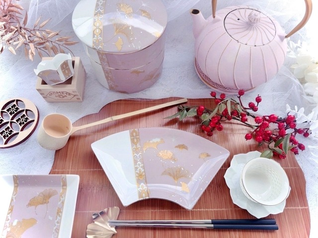 【白磁用】和モダンいちょう転写紙・撫子色　イチョウ　転写紙(A3)ポーセラーツ