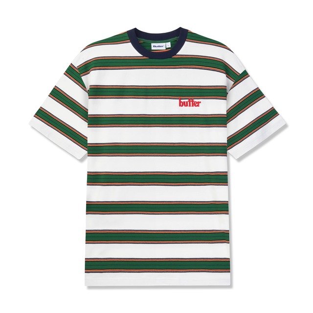 BUTTERGOODS｜Stripe Tee -White-