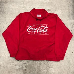 90s Coca Cola/nylon Jacket/香港製/XL/ロゴプリント/ナイロンジャケット/プルオーバー/ドローコード/コカコーラ
