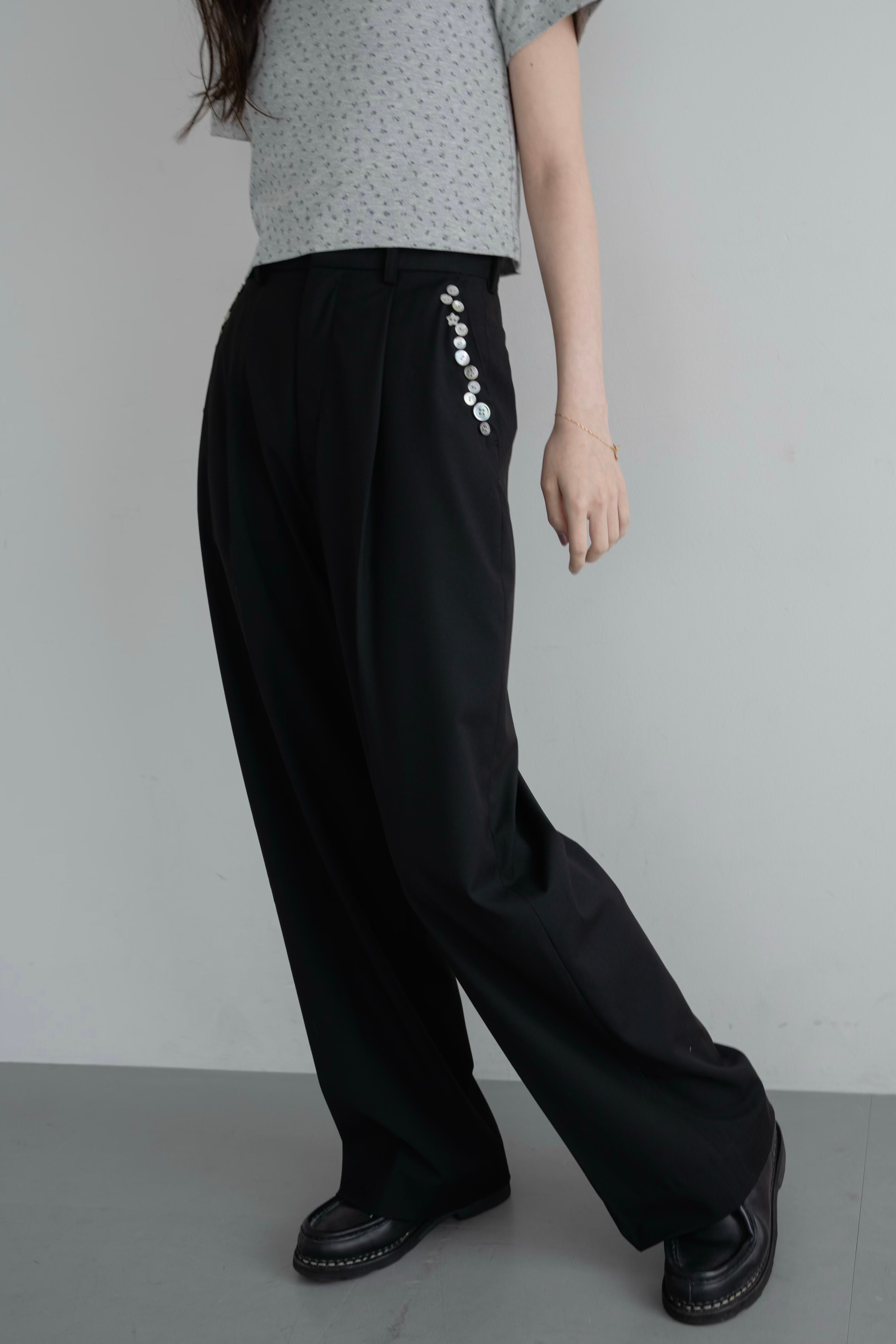 shell button slacks pants | philme