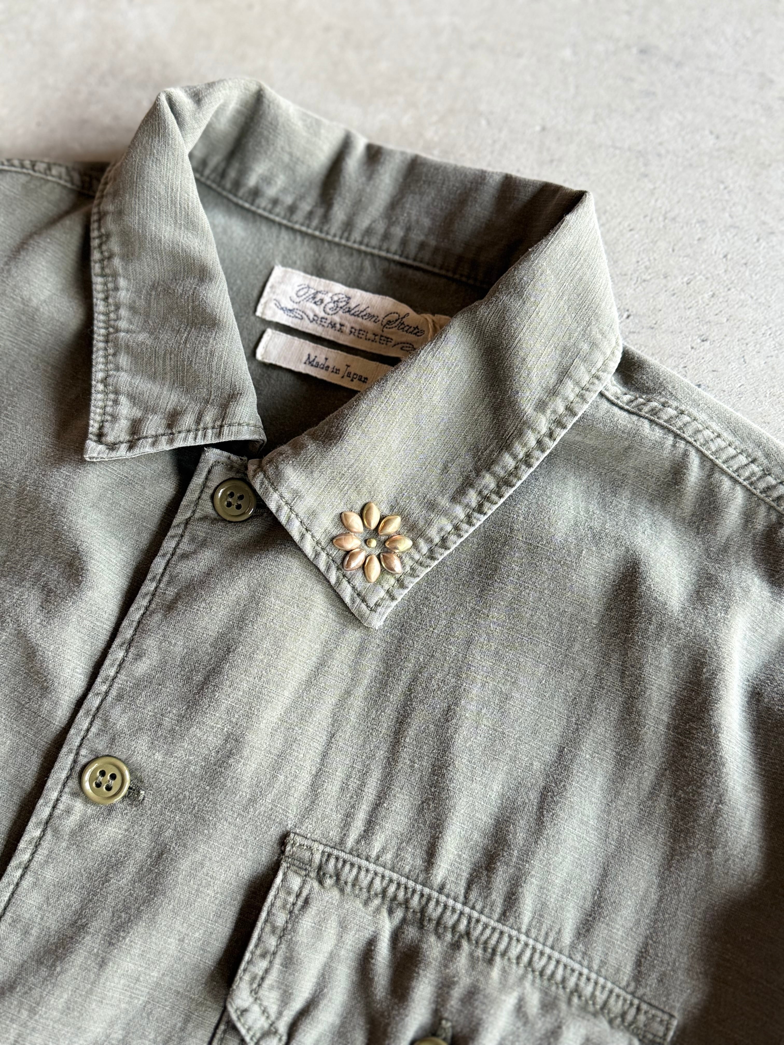REMI RELIEF レミレリーフ【WIDE MILITARY S/S SHIRT Small Flower