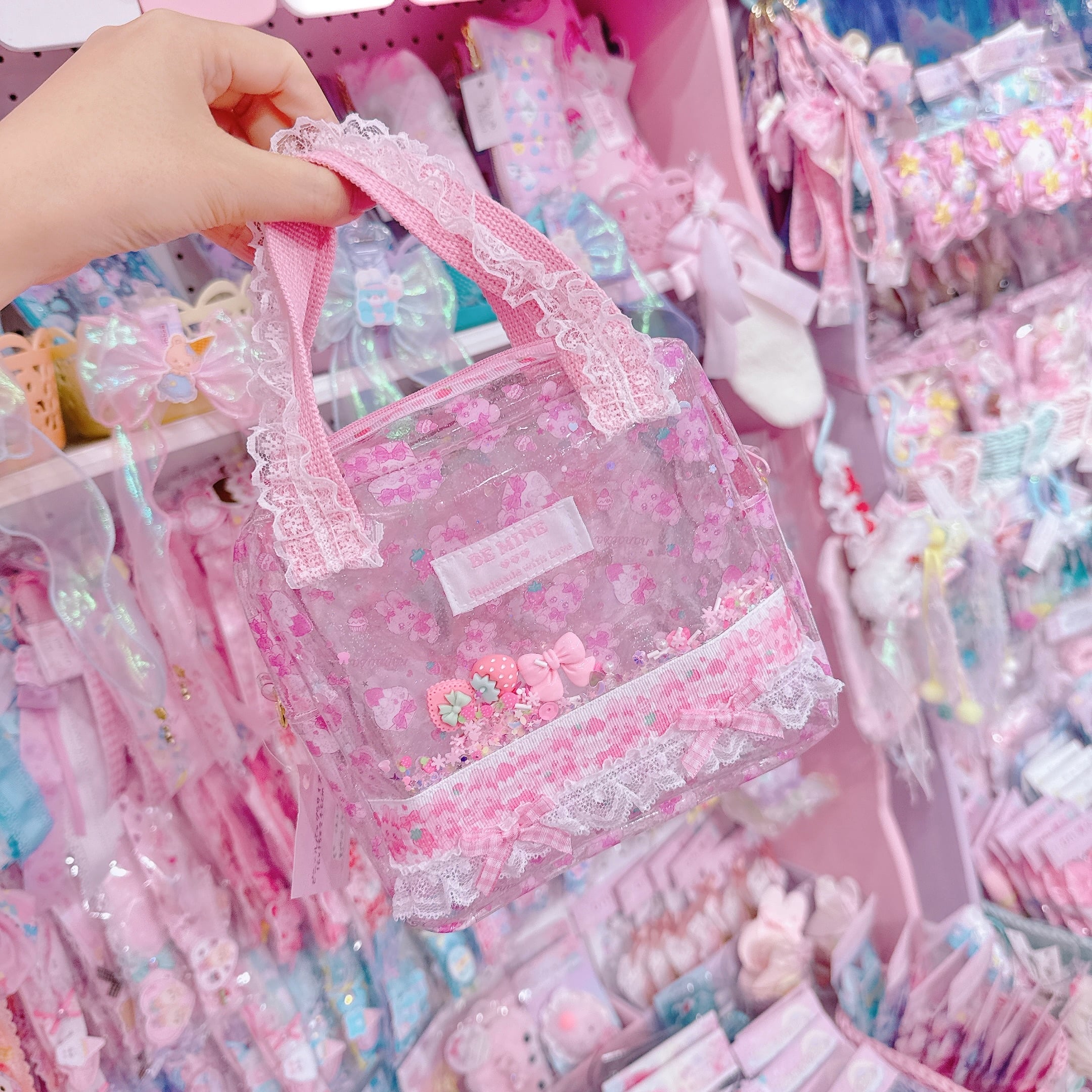 【E7】162-5ぬいぐるみ付き2wayビニールバッグS（ショルダーひも別売）