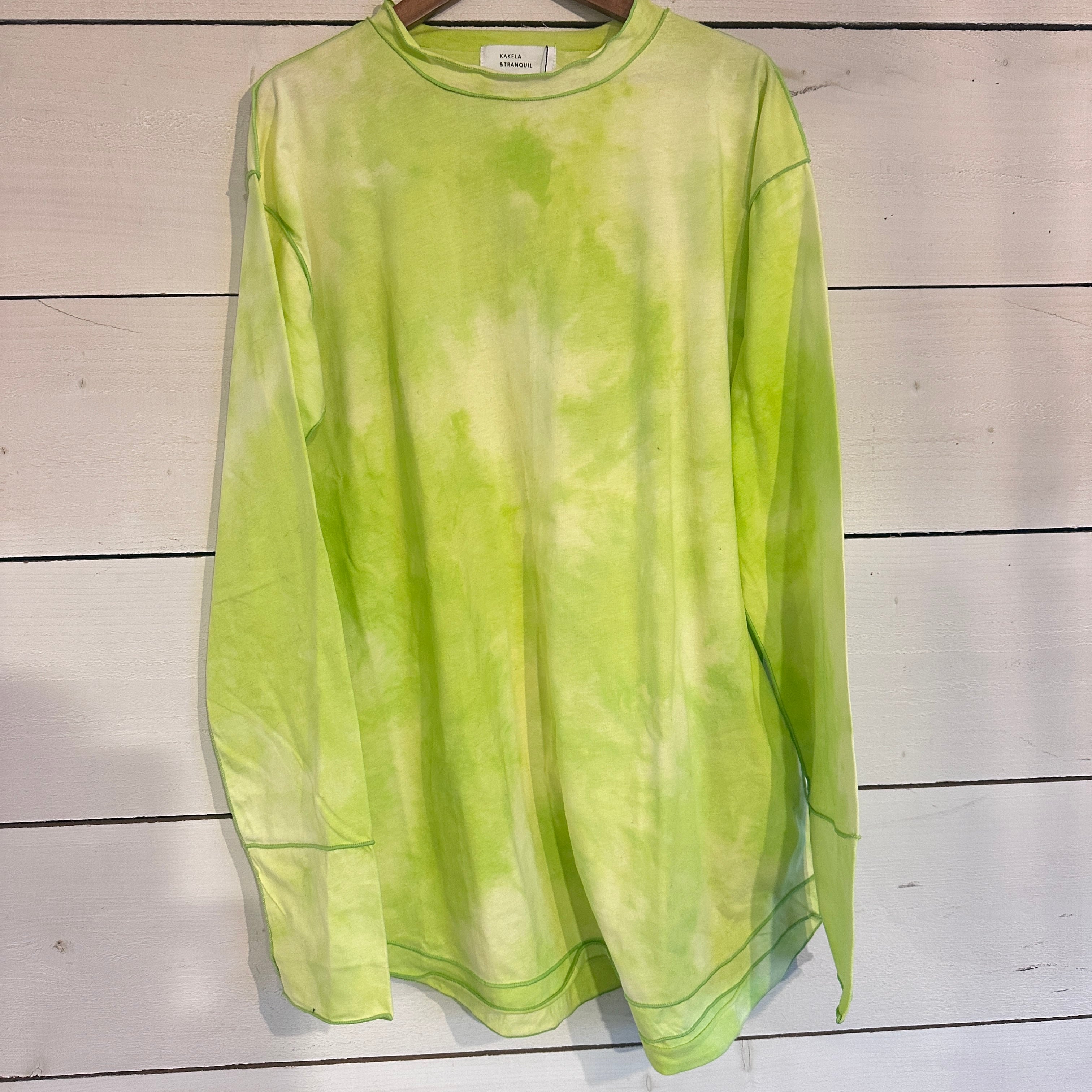 タイダイ染天竺長袖クルーネック　301-10　重ね着風　フリーサイズ　インナー　カットソー