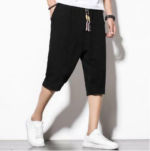 3XL ブラック 黒 サルエルパンツ メンズ ハーフパンツ ショートパンツ