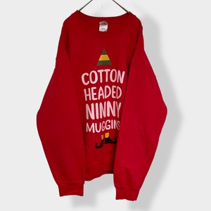 【GILDAN】COTTON HEADED NINNY MUGGINS ロゴ プリント スウェット トレーナー プルオーバー M レッド US古着