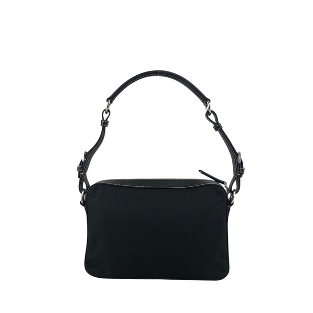 PRADA プラダ ショルダーバッグ ブラック トライアングルロゴ レザー ナイロン セミショルダーバッグ vintage ヴィンテージ オールド mshu7d