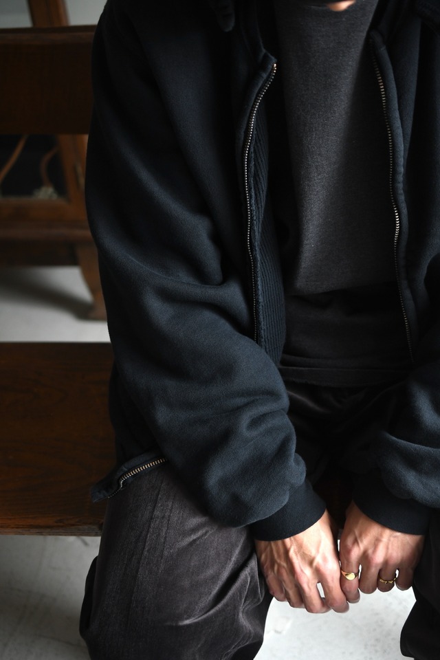A.PRESSE / Vintage Attached Hood Zip Parka (BLACK)
