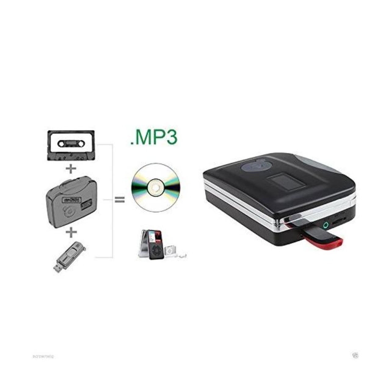 Formosa Japan USB カセット プレイヤー テープ to USBメモリ アダプター 黒 IF-CATOUSB2-BK