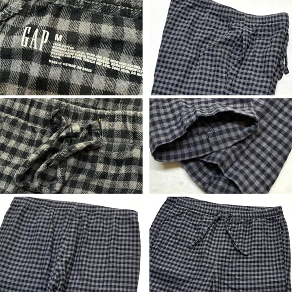 1点物◇ギャップGAPチェックパンツ黒パジャマパンツ古着メンズML