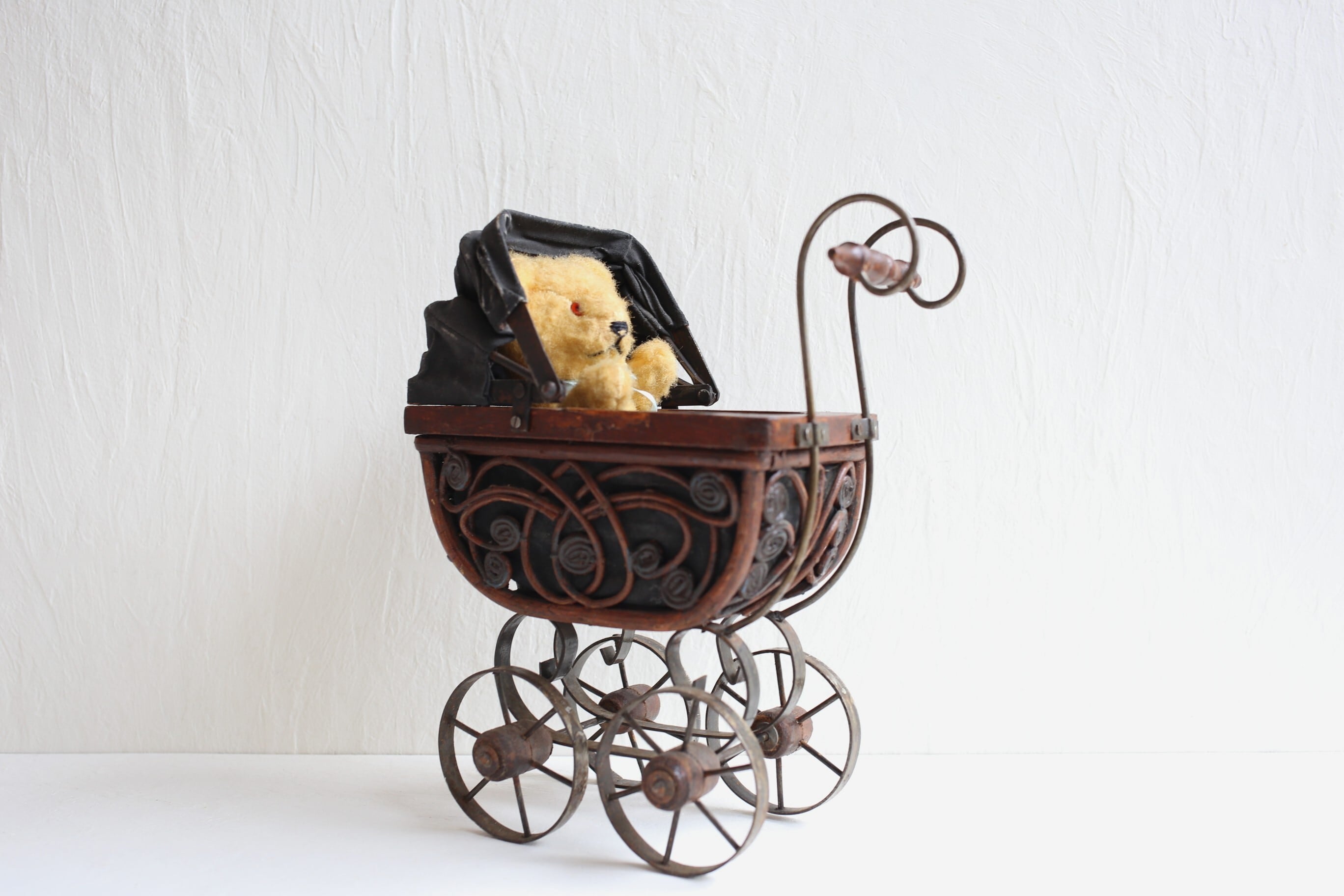 フランス アンティーク ヴィンテージ ドール用 ベビーカー (小) N-06108