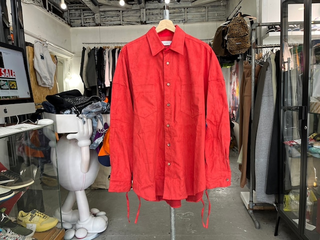 FACETASM FAKE LEATHER WIDE SHIRT RED 00 64094