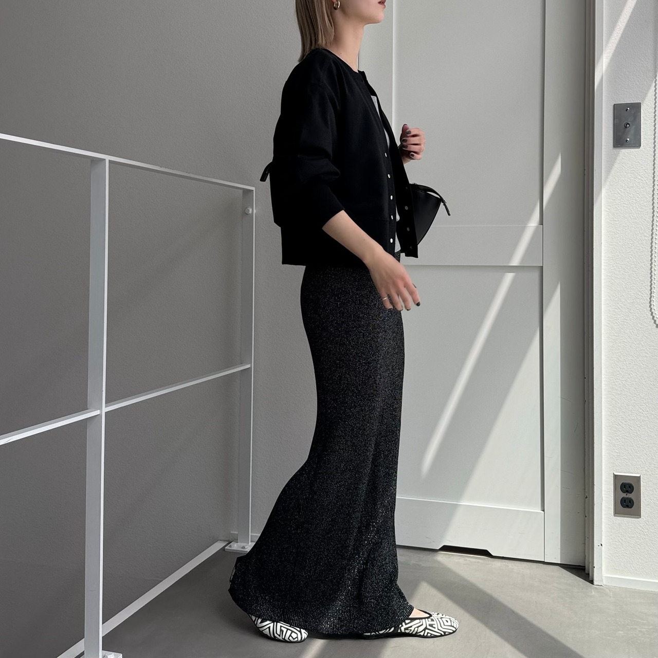 ラメバックスリットタイトSK/ブラック