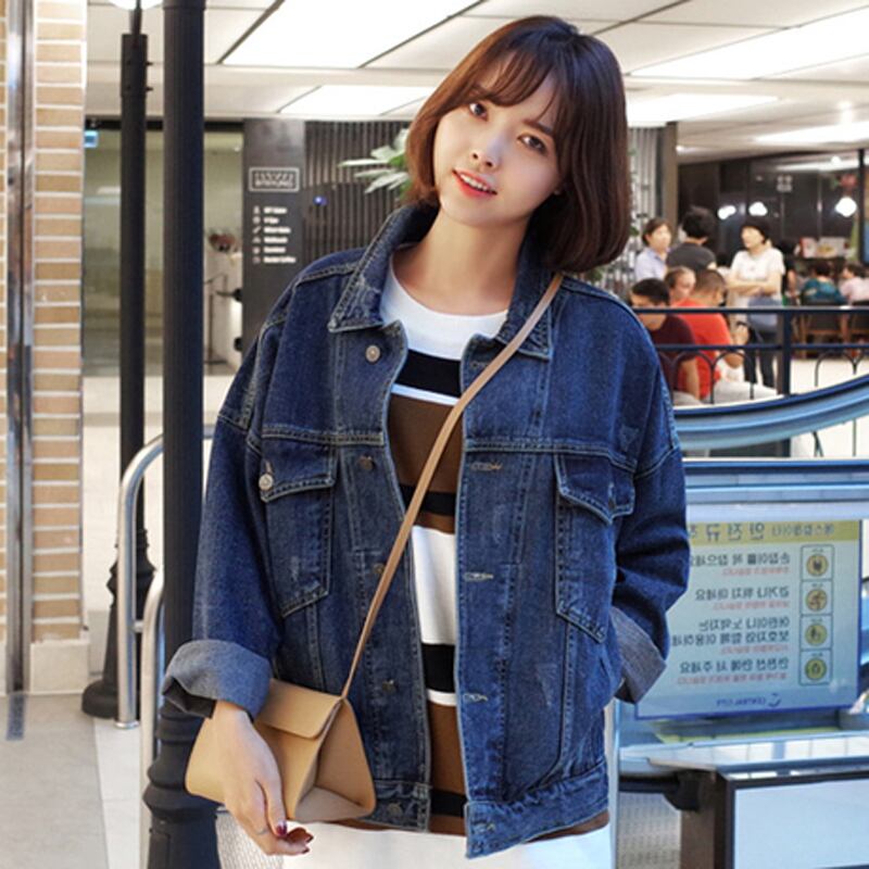 肩幅ゆったり デニムジャケット Gジャン ダメージ加工 ドルマン袖 A677 Cunead