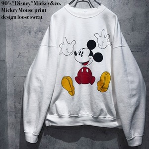 90's"Disney"Mickey&co. Mickey Mouse print design loose sweat