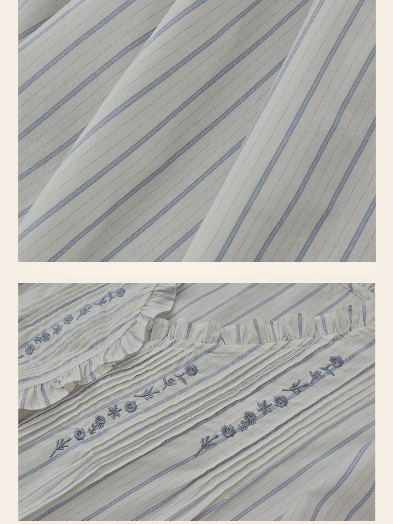 Poésie Bleue Embroidered Ruffle Blouse F0785