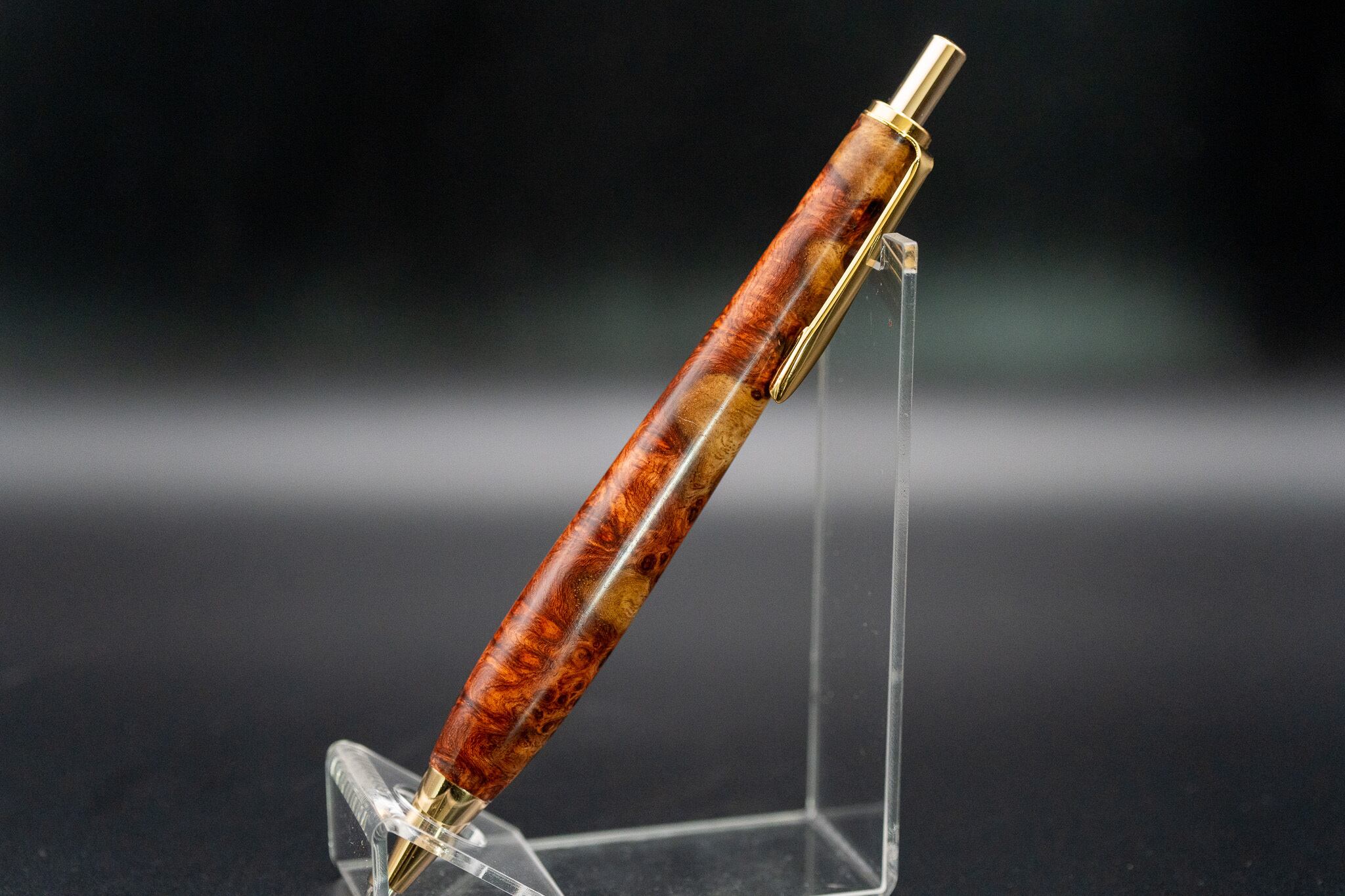 朱色の銘木】 本花梨 瘤杢 紅白 特上 gold MP | 木軸ペン工房 金杢犀