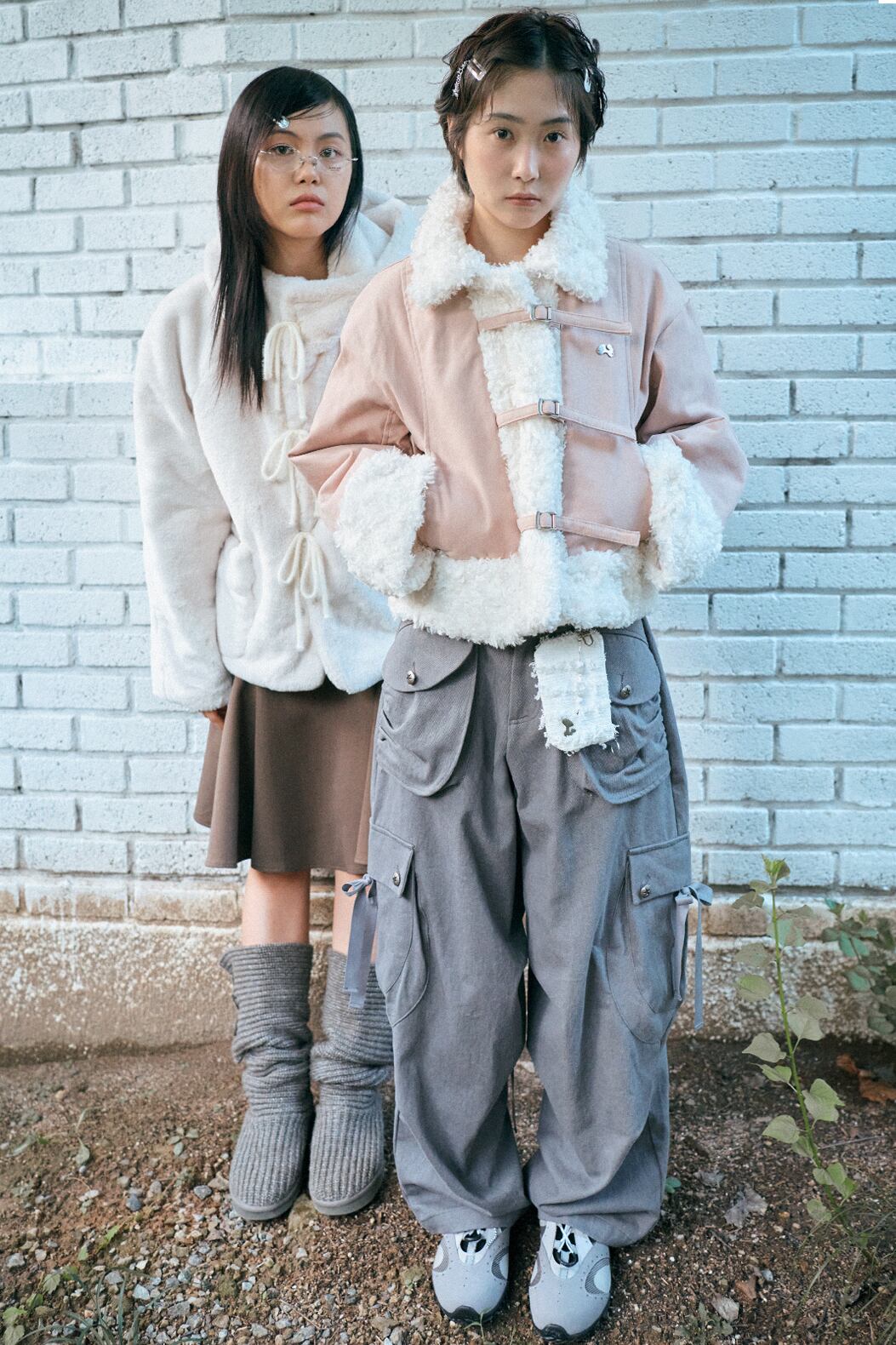 hug your skin] Teddy fur coat (Off white) 正規品 韓国