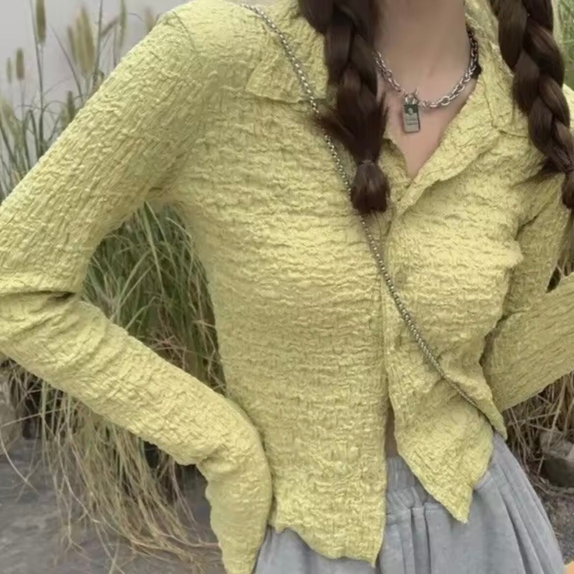 soft waffle long shirt