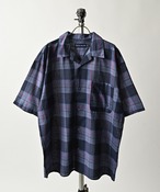 many men many mind Cotton voile madras check open collar shirt (NAV) M2515005