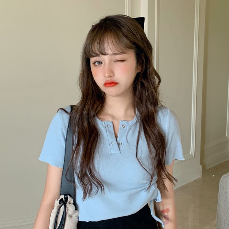 ショートTシャツ サマーハイウェストギャザー 夏物 試着室88397964736