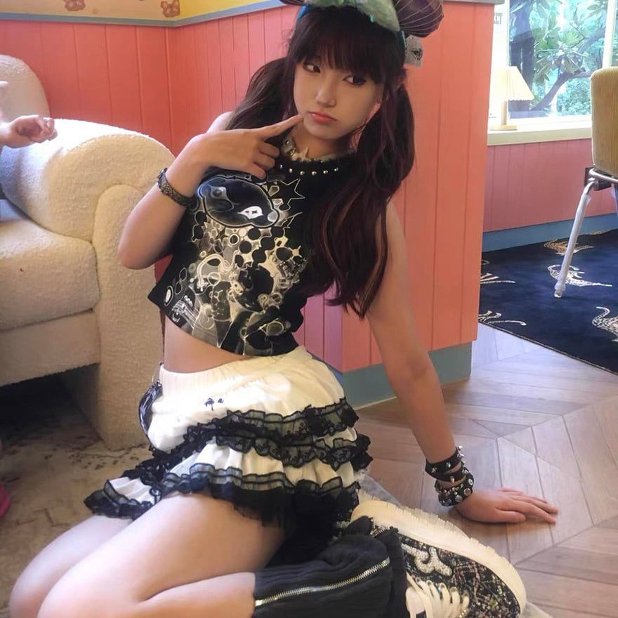 スカート フリル レース スカルワッペン 闇かわいい｜天使と悪魔