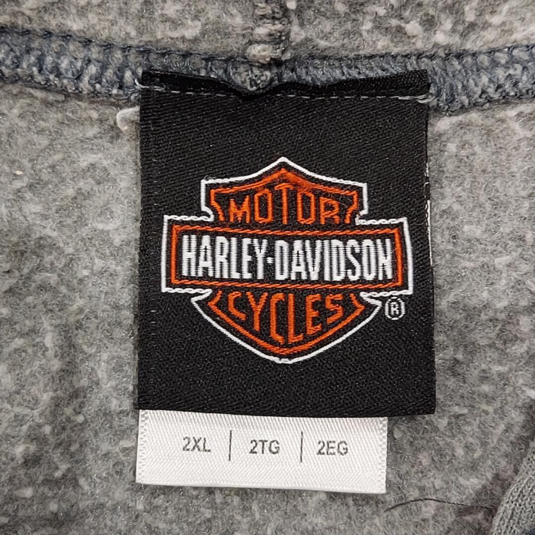 ハーレーダビッドソン ジップパーカー プリント 両面 グレー 2XL 11487  