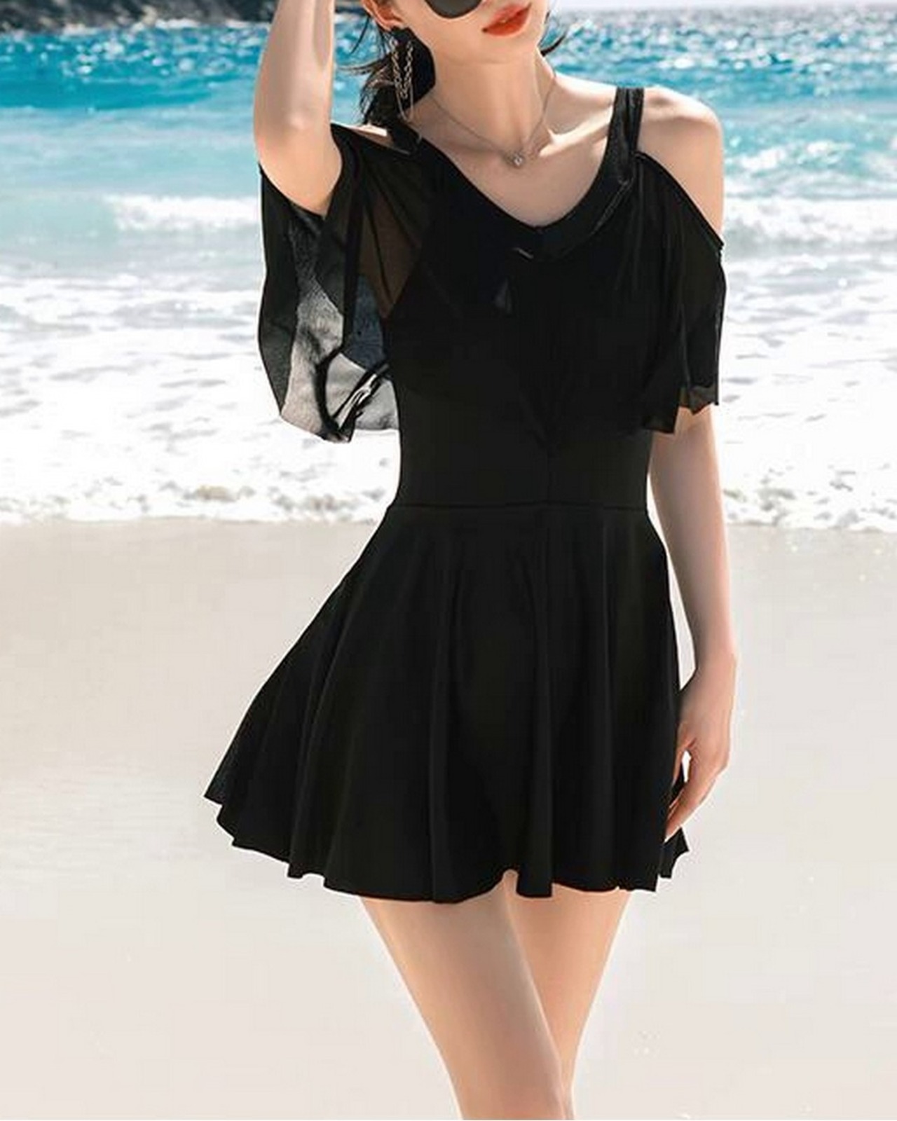 オフショルダーフレアワンピース水着 2color A0120 - 7