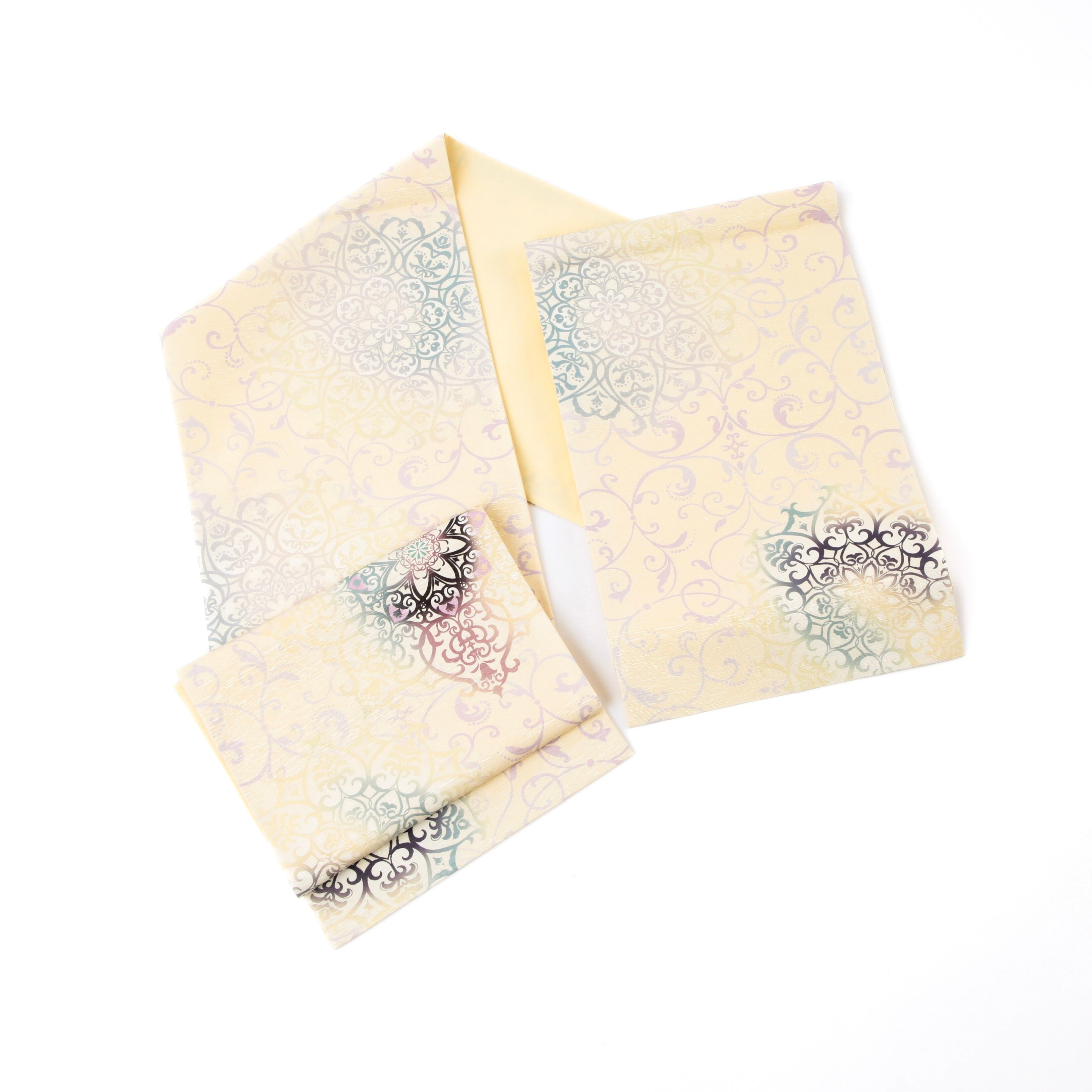 新品・未使用 WAKKA 正絹 京袋帯【アラベスク／クリーム】お仕立て