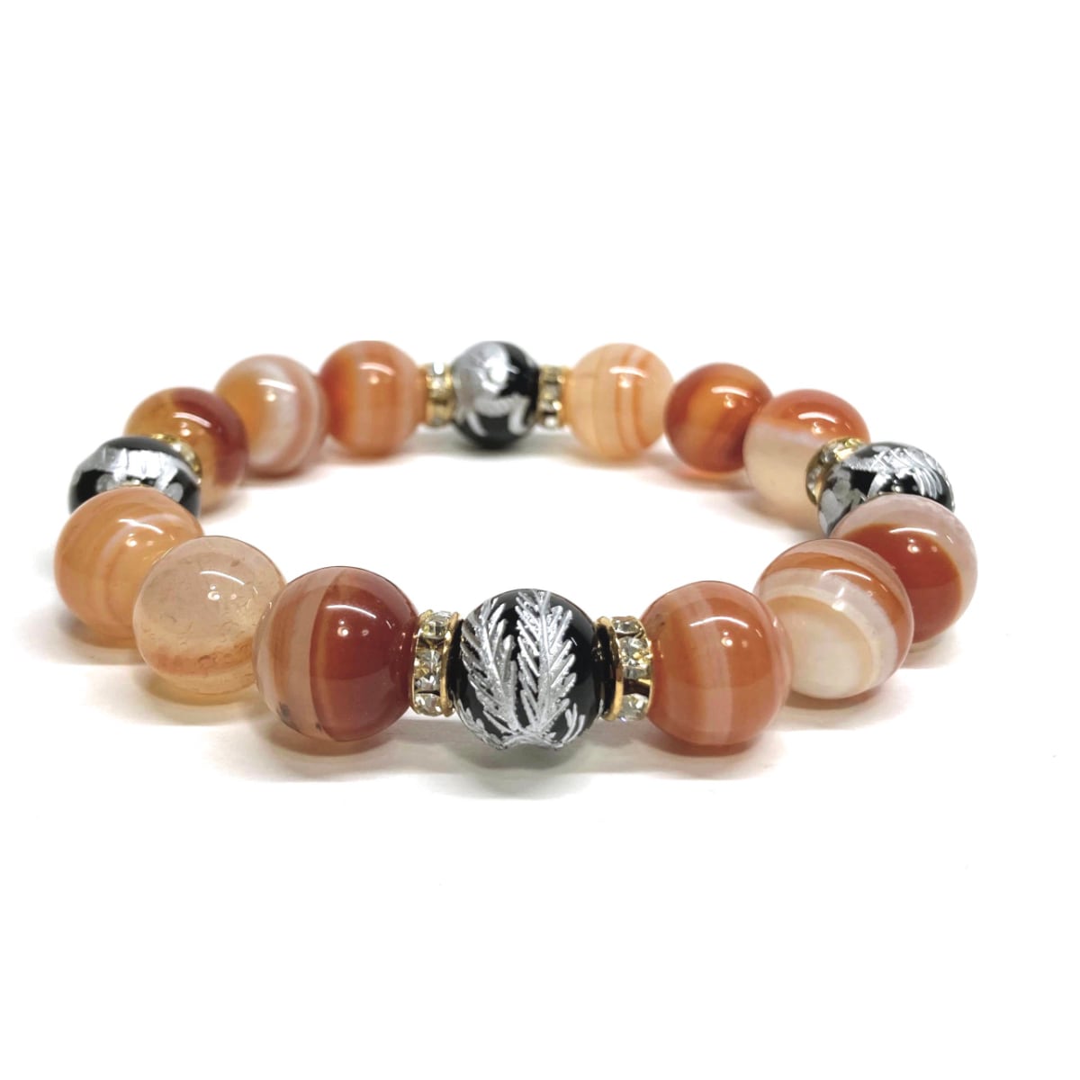 12mm 四神獣銀彫オニキス×カーネリアン・サードニクス パワーストーン