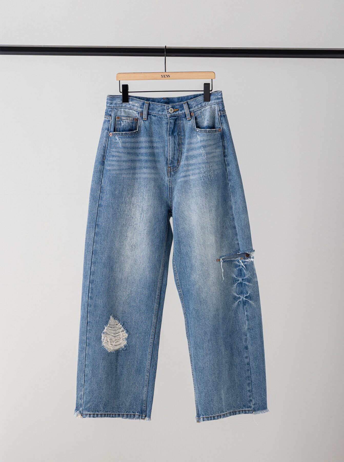 【1月上旬〜中旬入荷次第お届けのご予約】HIGH DAMAGED WIDE PT Y264-31140 36, 38 Y264-31140 BLUE