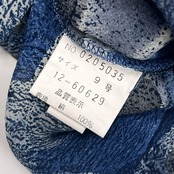 シルク100% Leilian レリアン ボウタイ付き アート風 デザイン 長袖シャツ ブラウス 9/ブルー系 レディース シースルー