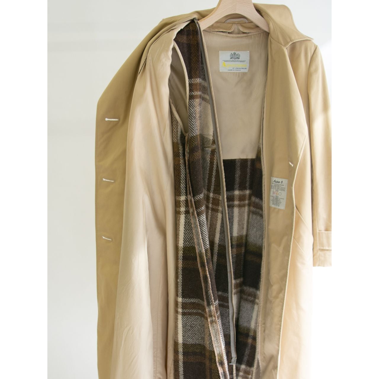 【Aquascutum】Made in Canada 80's Trench Coat(アクアスキュータム カナダ製 ウールライナー付トレンチコート)