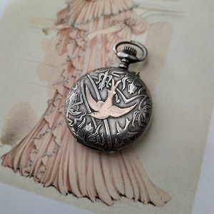 Antique Art Nouveau Silver and Gold Pocket Watch