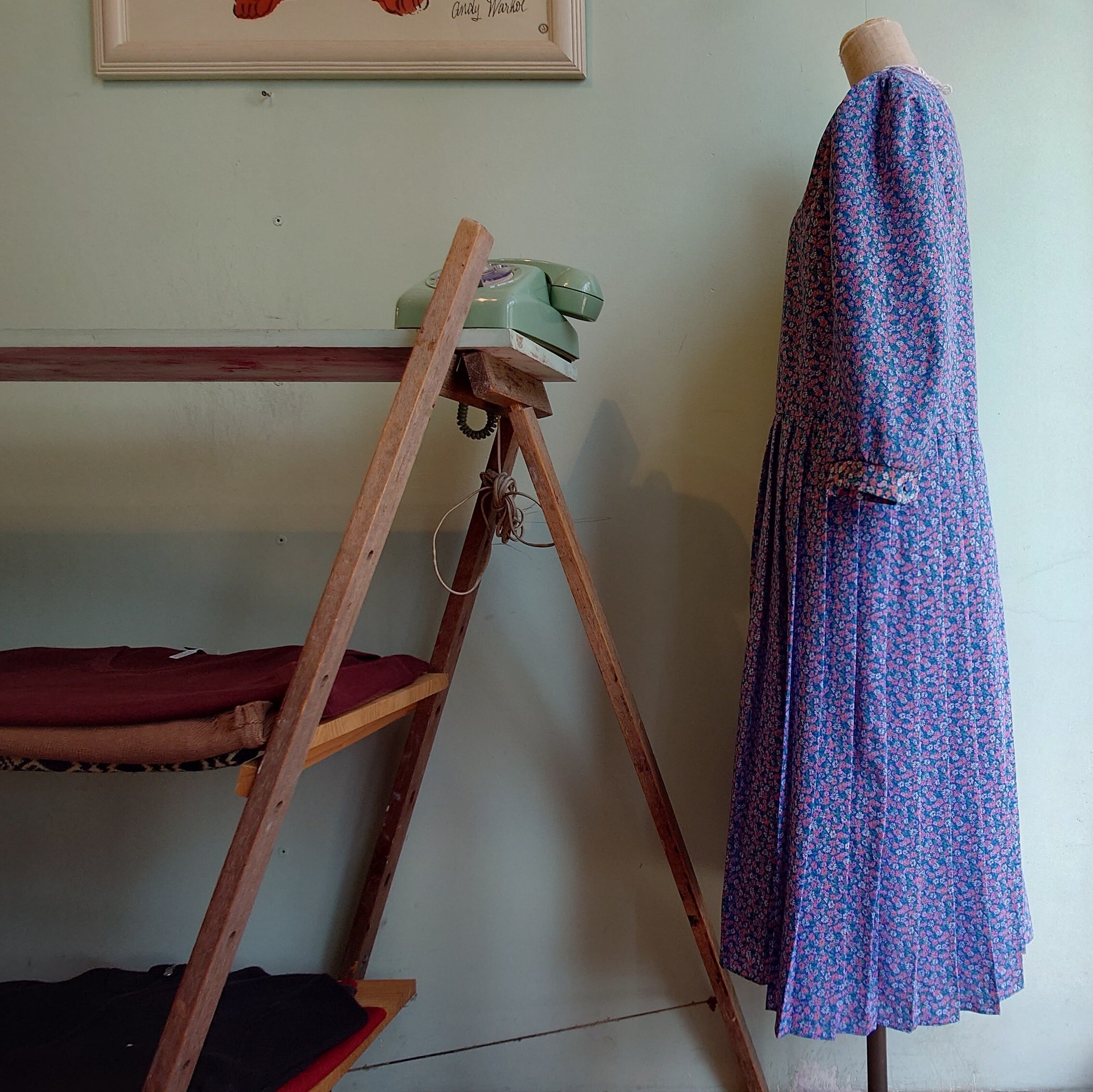 LISA PETITES 80s vintage 花柄 レース ヴィンテージドレス プリーツ