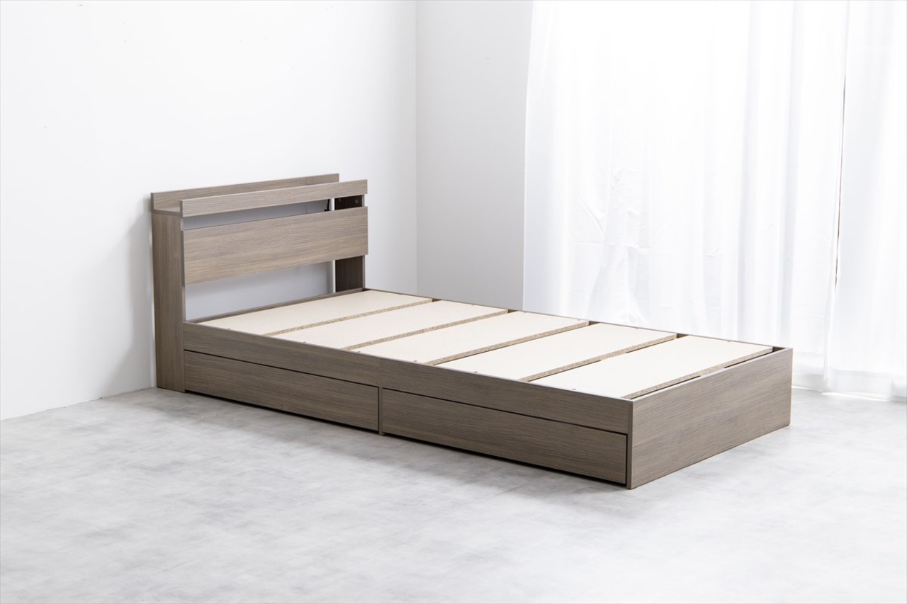 【シングル】Pluto 収納付きベッド(マットレス付き)